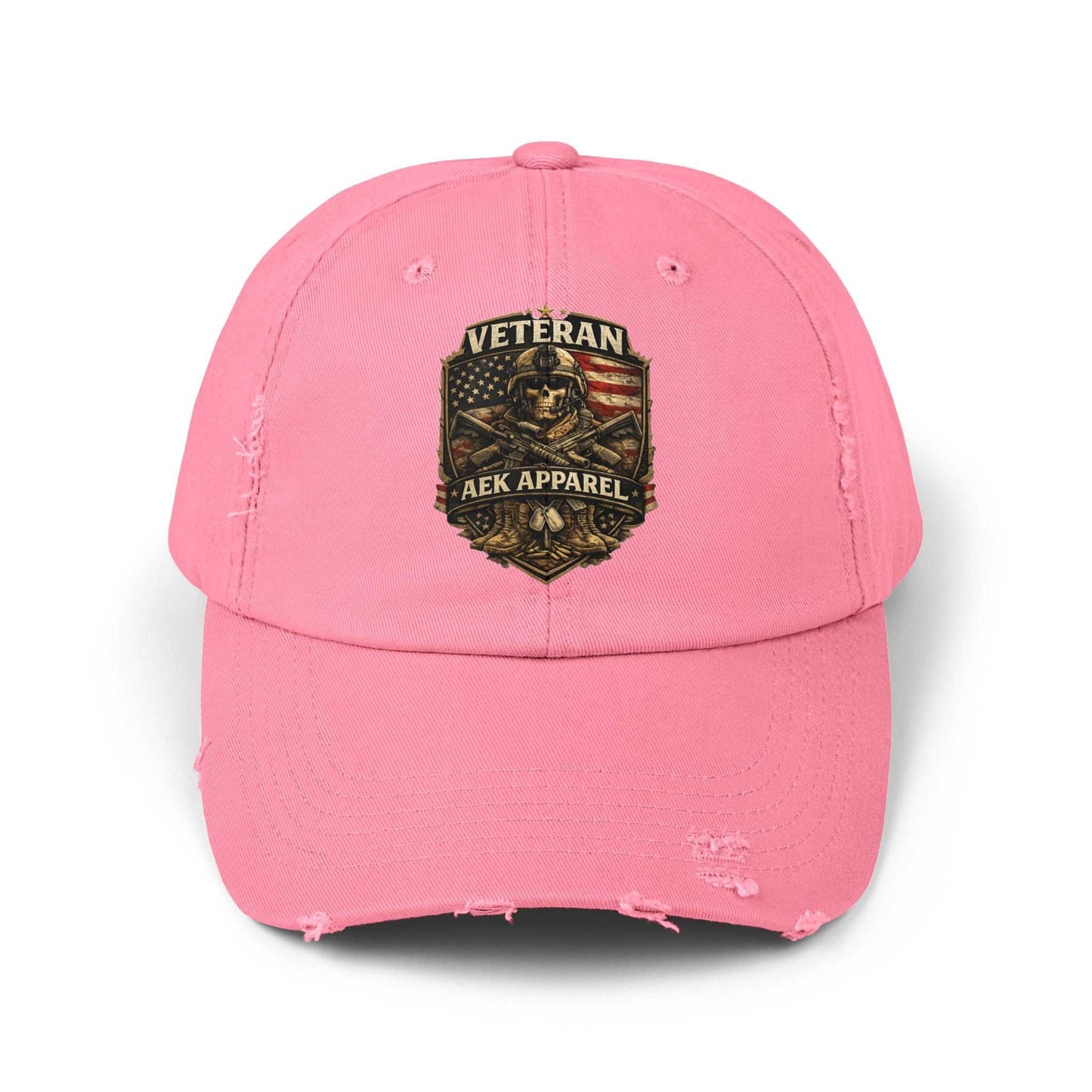Veteran Distressed Cap - AEK Apparel Patriotic Military Hat