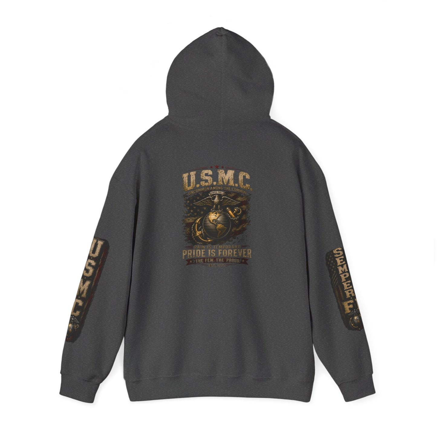USMC Hoodie - Pride Is Forever Marine Corps Sweatshirt (AEK Skull Design)