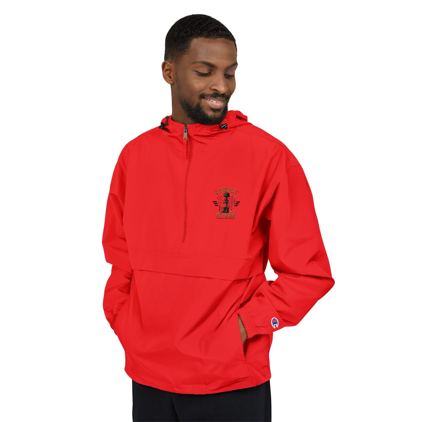 Embroidered "COMBAT VETERAN" Packable Anorak Jacket