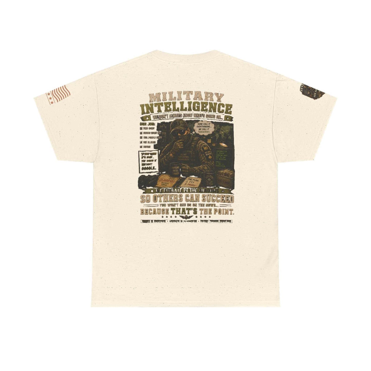 Military Intelligence Graphic Tee — Retro Soldier Design