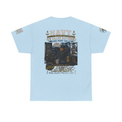 Navy Veteran Graphic Tee – 'Navy: Sea, Ports & Pride' Cotton T-Shirt