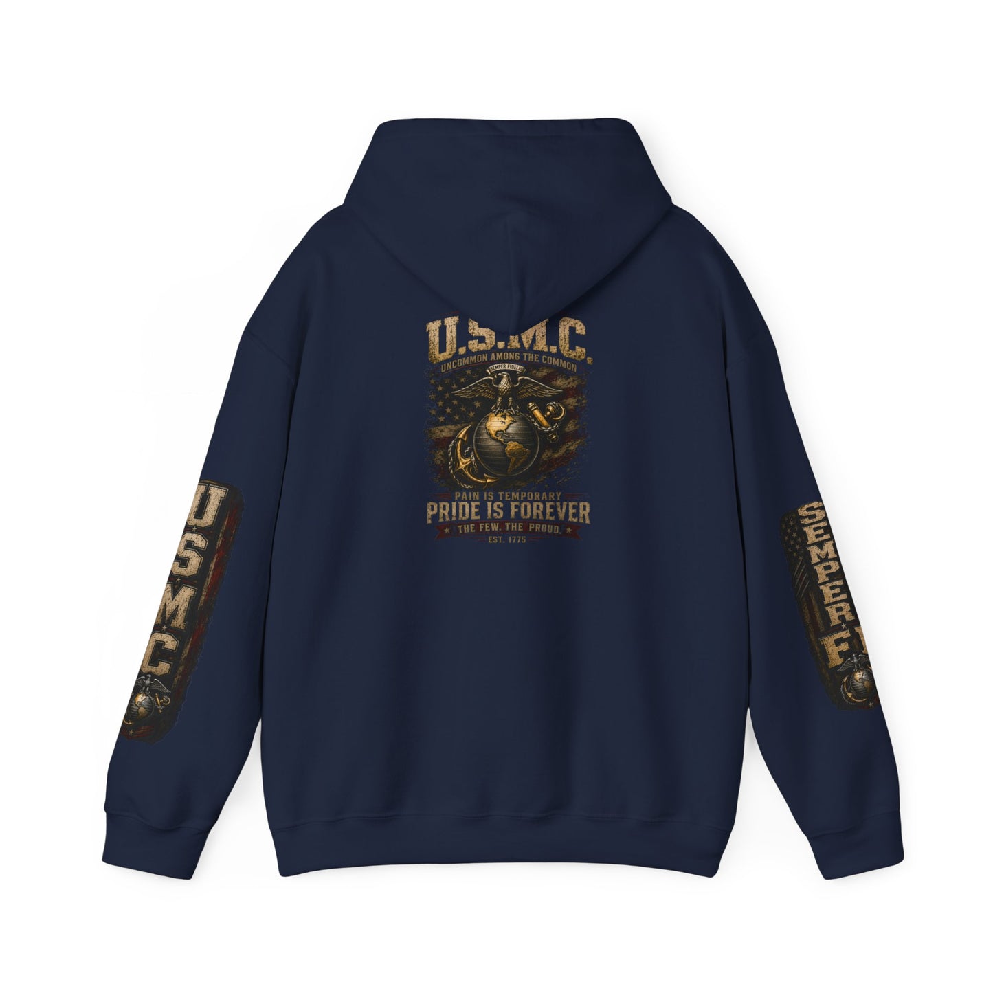 USMC Hoodie - Pride Is Forever Marine Corps Sweatshirt (AEK Skull Design)