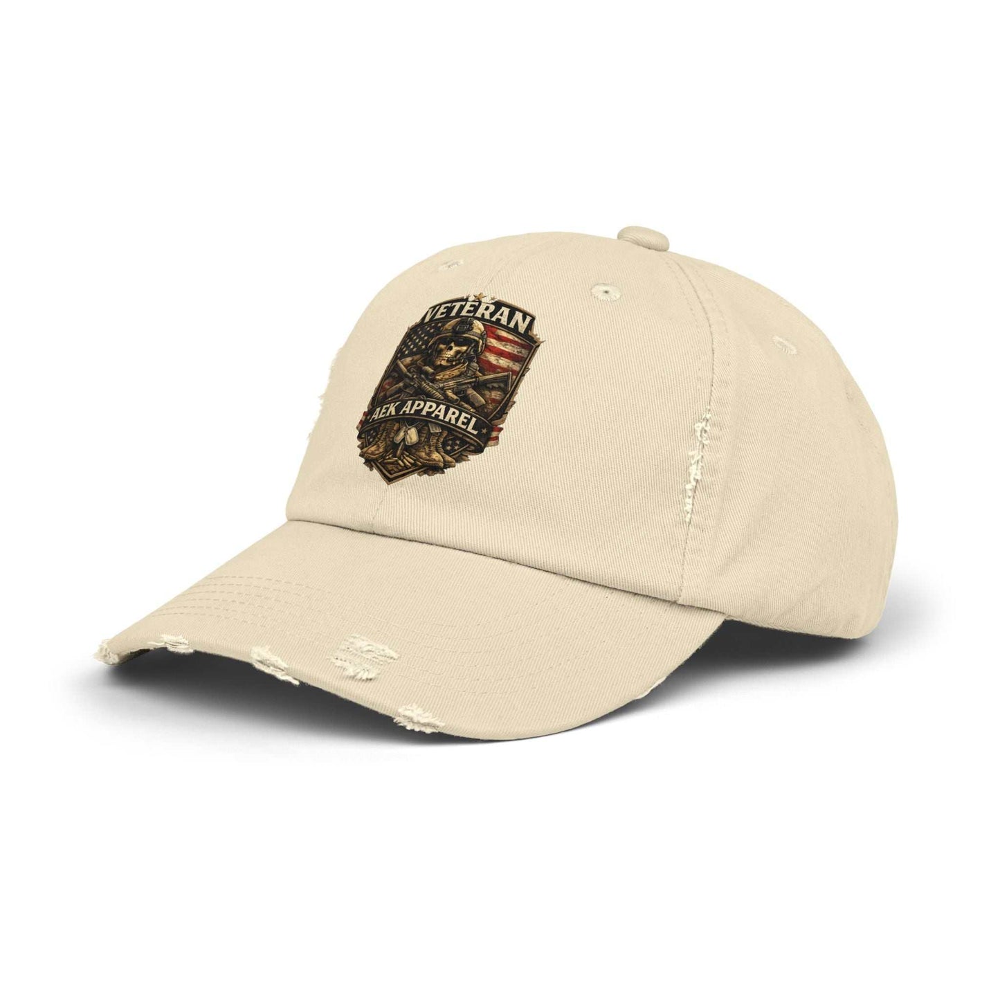 Veteran Distressed Cap - AEK Apparel Patriotic Military Hat