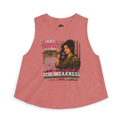 Women's Crop Top - Strong & Imperfect Graphic Tank: 'Perfect' Motivational Fitness Tee