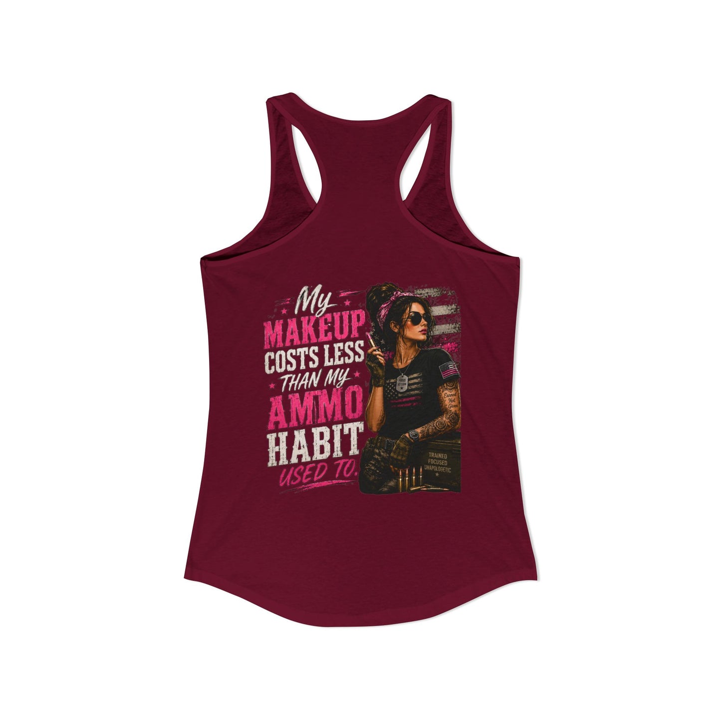 Women's Ideal Racerback Tank - 'My Makeup Cost Less than My Ammo'