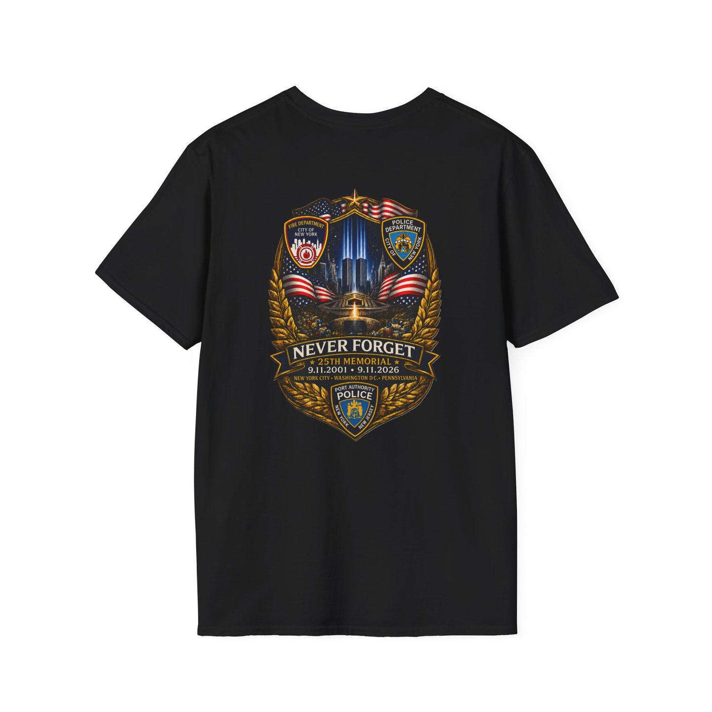 Patriots Day T-Shirt — Small Chest Flag Logo Tee for Memorial & Patriot Celebrations