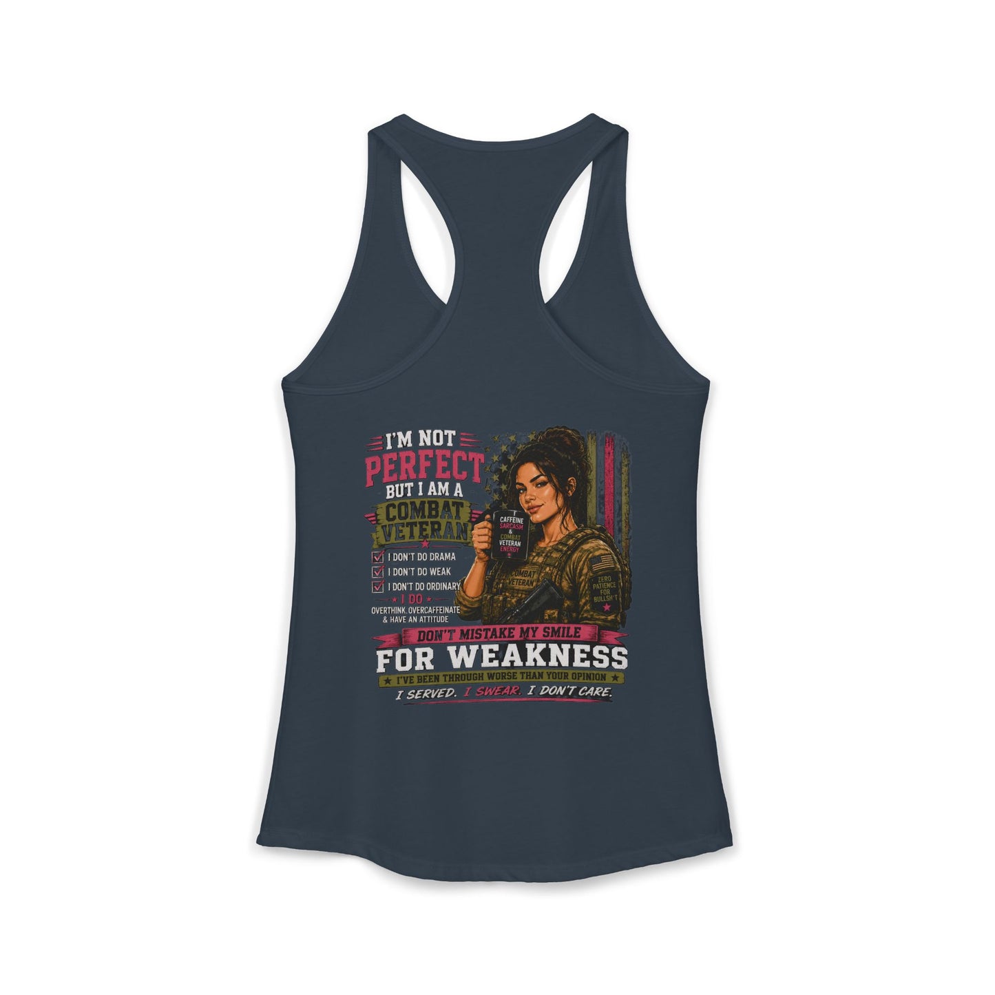 Women's Ideal Racerback Tank - 'I Am Not Perfect, I Am A Combat Veteran'