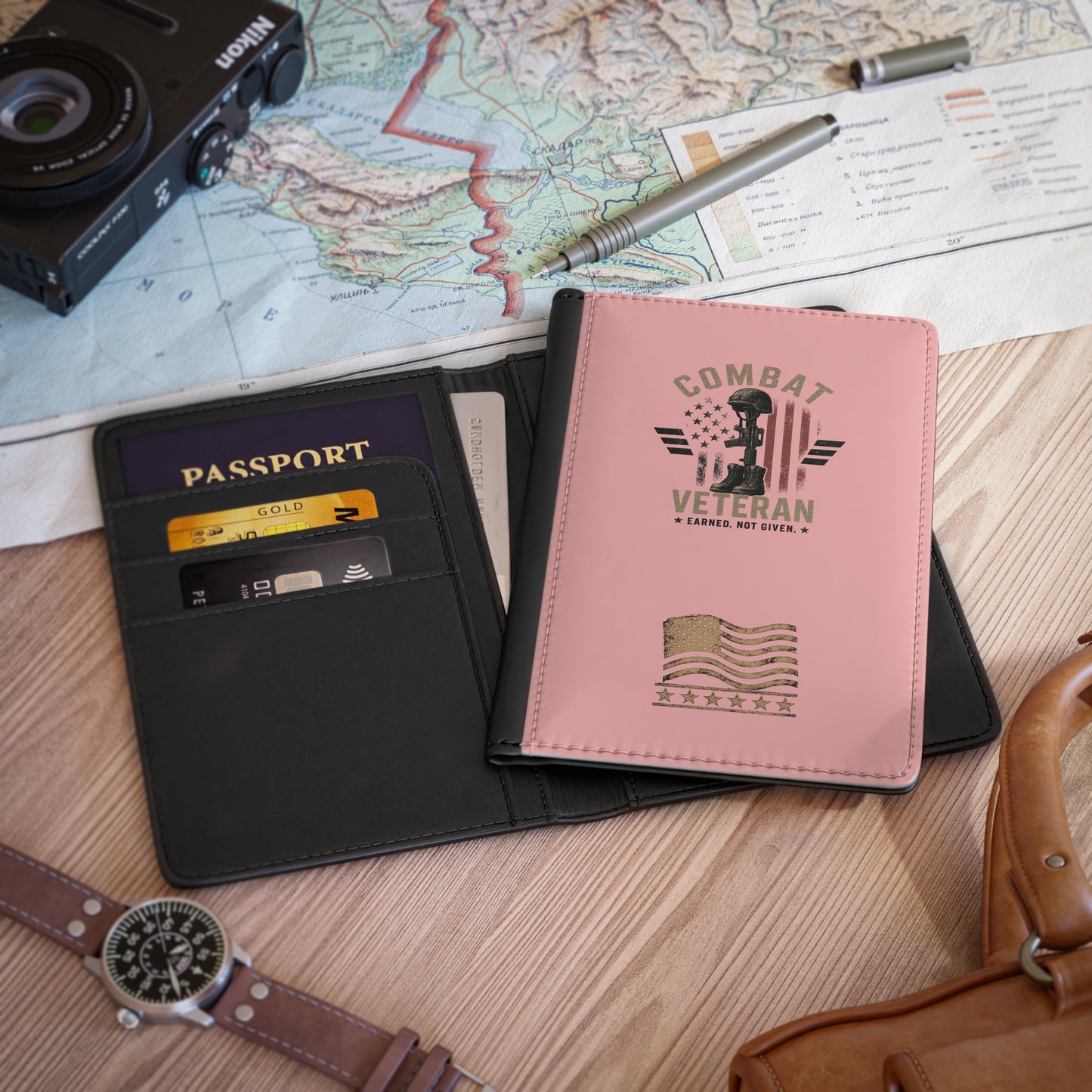 Combat Veteran Pink Passport Cover – Tough Girl Travel Accessory