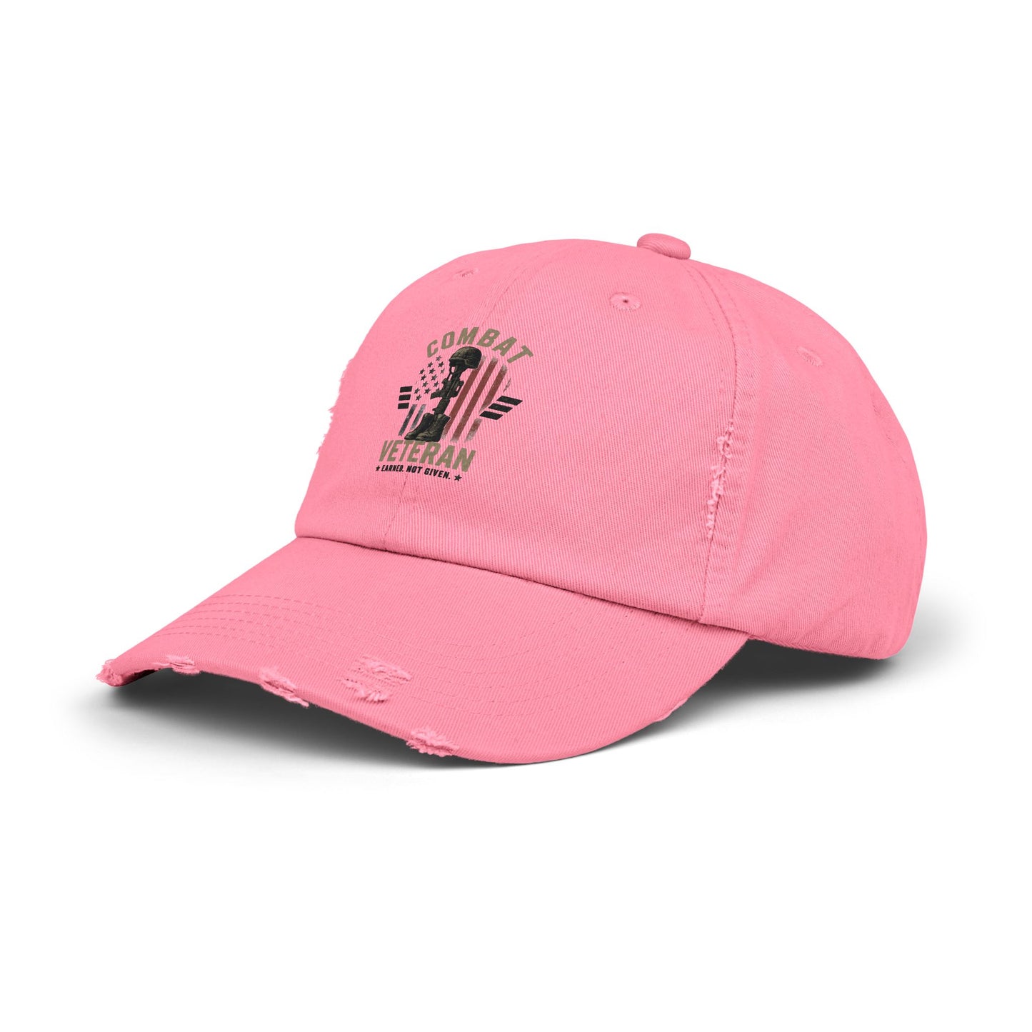 Combat Veteran Distressed Cap – American Flag Patriotic Hat