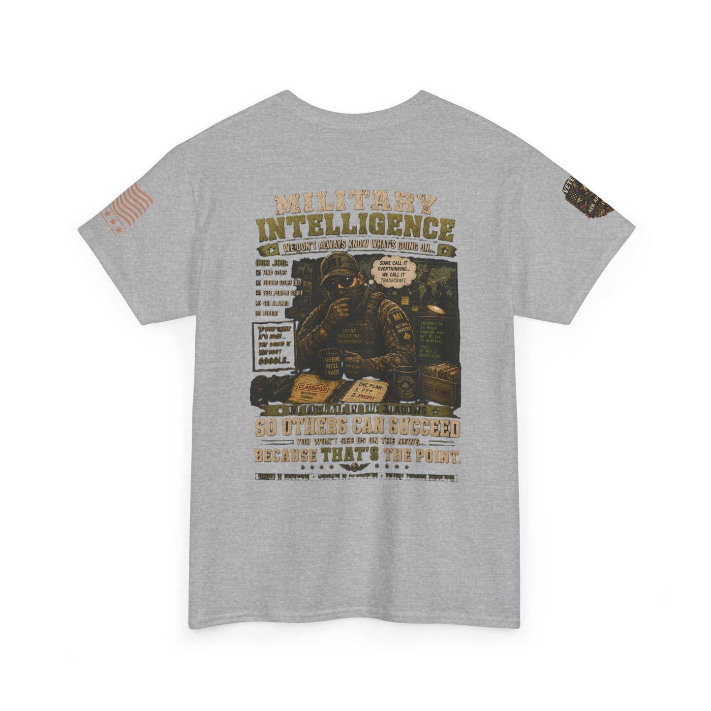 Military Intelligence Graphic Tee — Retro Soldier Design