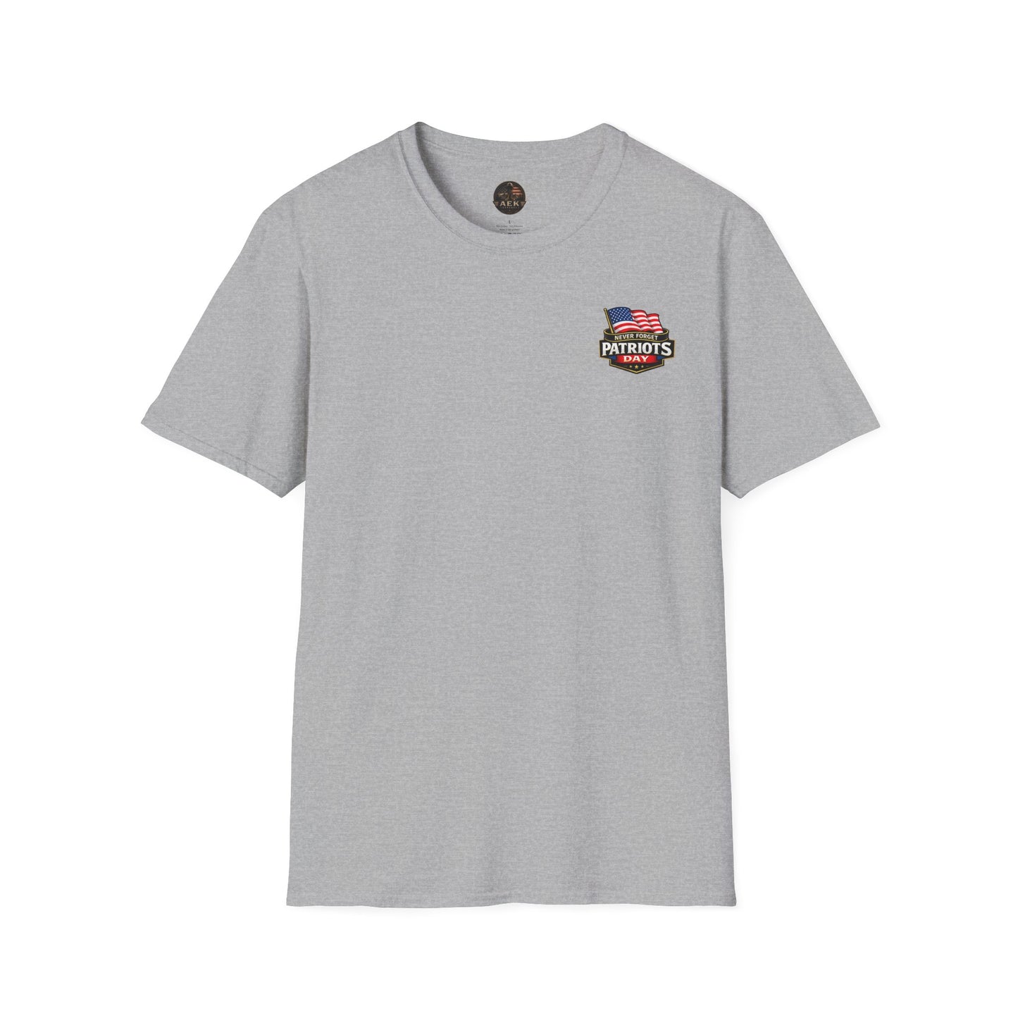 Patriots Day T-Shirt — Small Chest Flag Logo Tee for Memorial & Patriot Celebrations