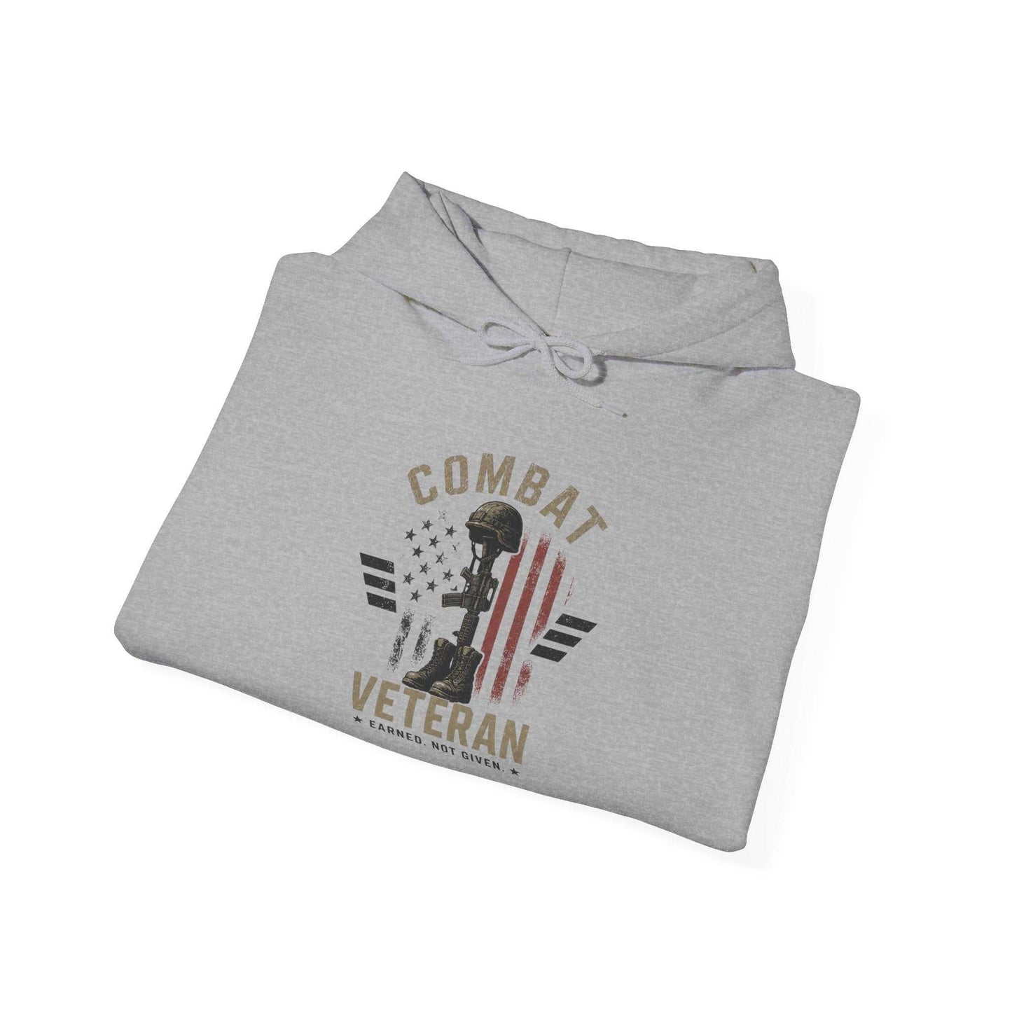 Combat Veteran Hoodie — Patriotic Military Veteran Sweatshirt with 'Combat Veteran' Sleeve Graphics