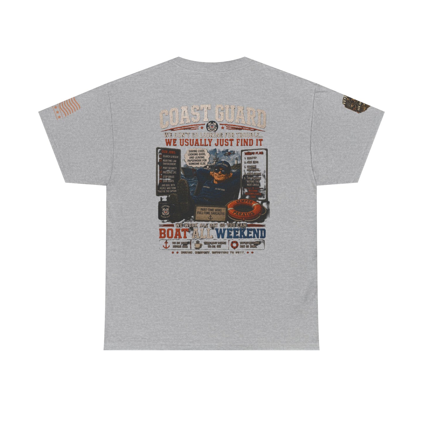 Coast Guard Boat All Weekend T-Shirt — Retro Nautical Rescue Tee