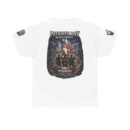NYARNG Patriots Day Memorial Tee – "Never Forget" 25th Anniversary American Flag Shirt