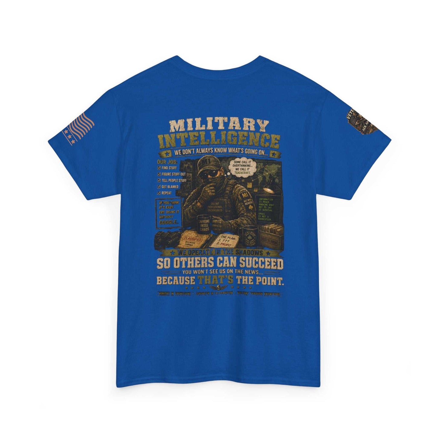 Military Intelligence Graphic Tee — Retro Soldier Design