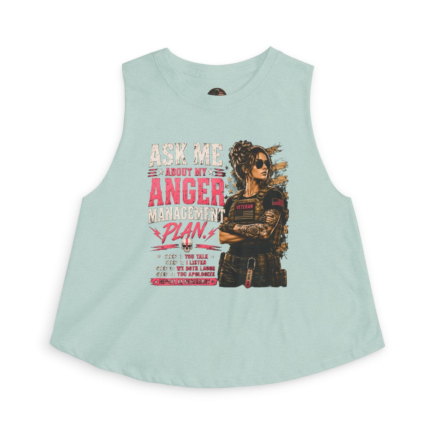 Women's Crop Top - "Ask Me About My Anger Management Plan" Graphic Tank for Strong, Sassy Women