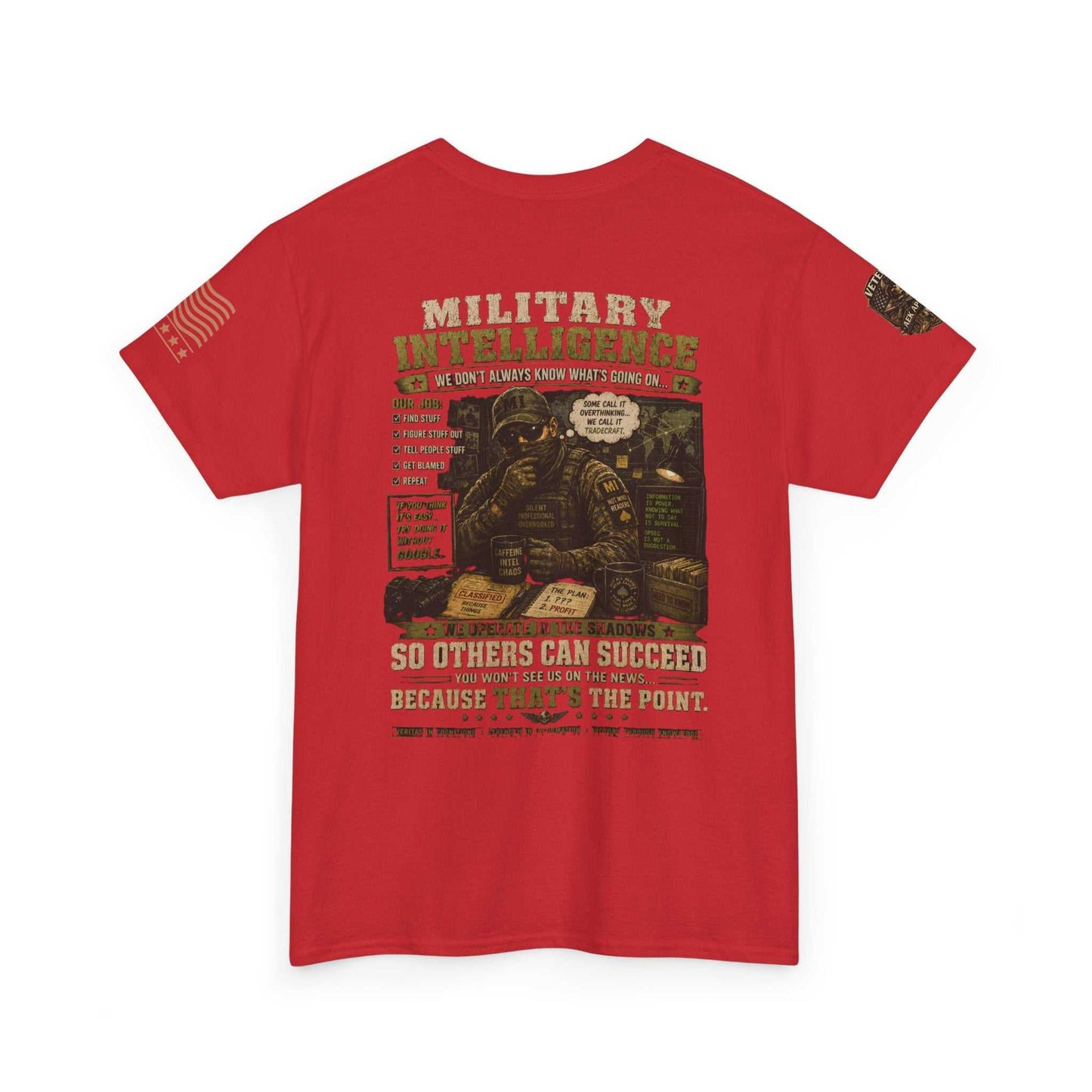 Military Intelligence Graphic Tee — Retro Soldier Design