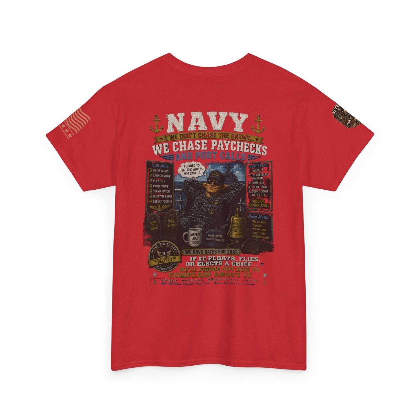 Navy Veteran Graphic Tee - 'Navy: Sea, Salt & Port Calls' Military Shirt