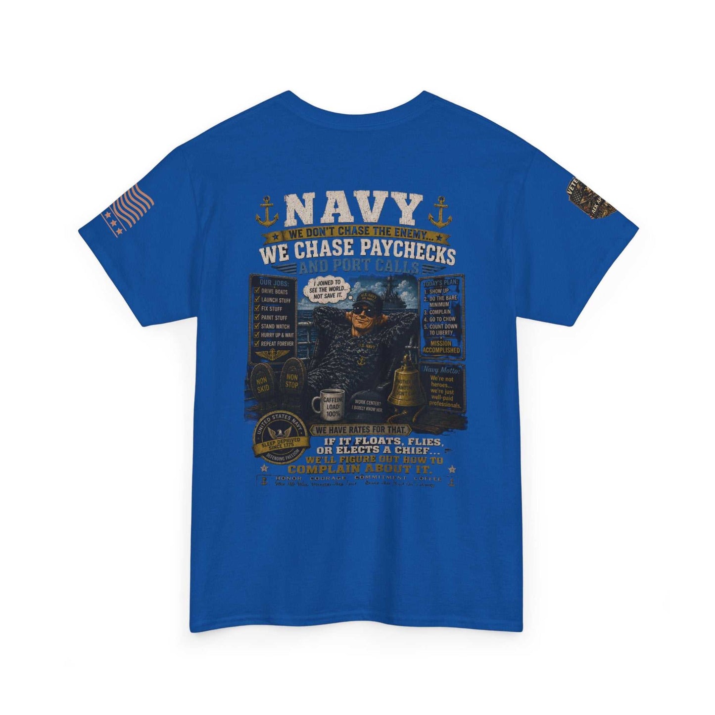 Navy Veteran Graphic Tee - 'Navy: Sea, Salt & Port Calls' Military Shirt