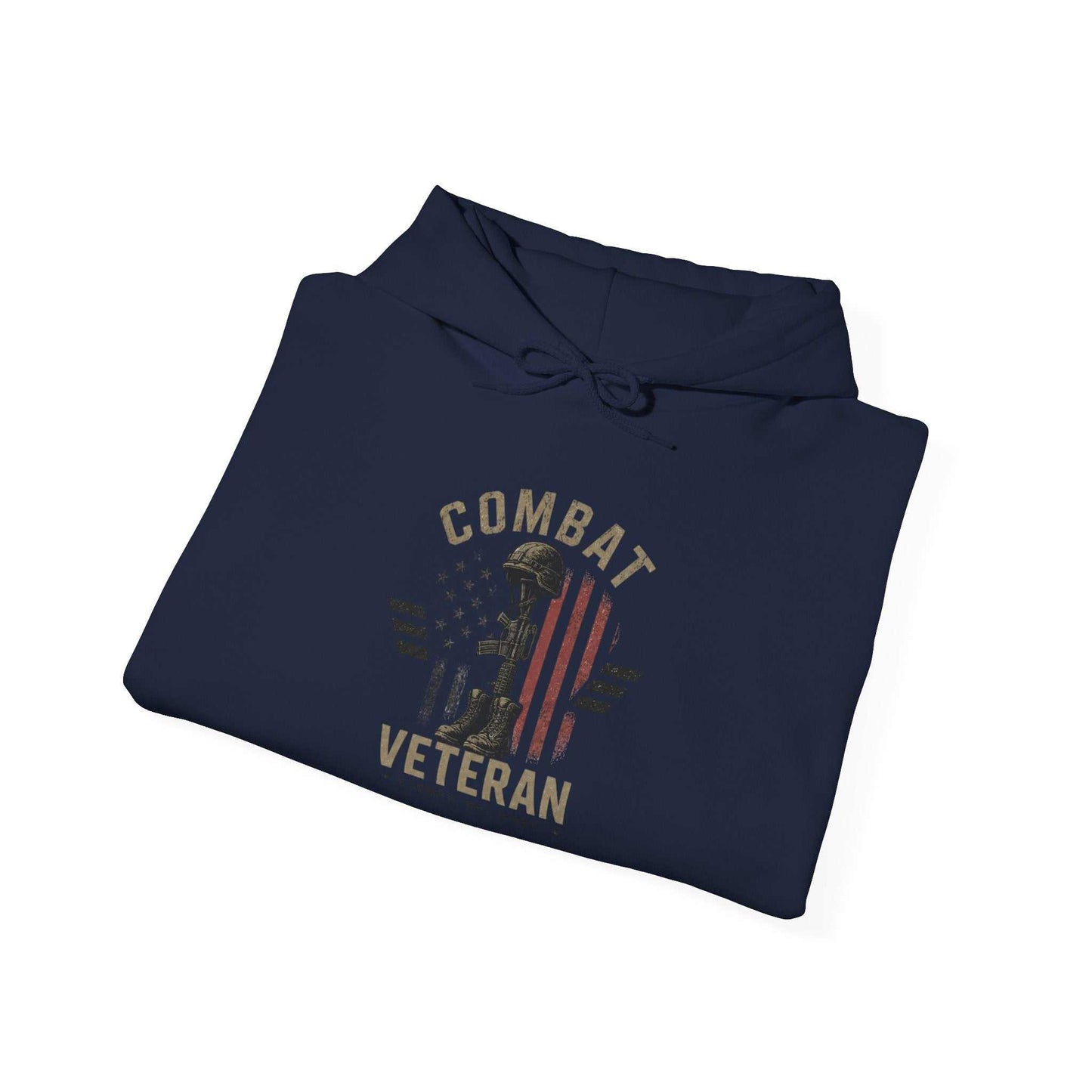 Combat Veteran Hoodie — Patriotic Military Veteran Sweatshirt with 'Combat Veteran' Sleeve Graphics