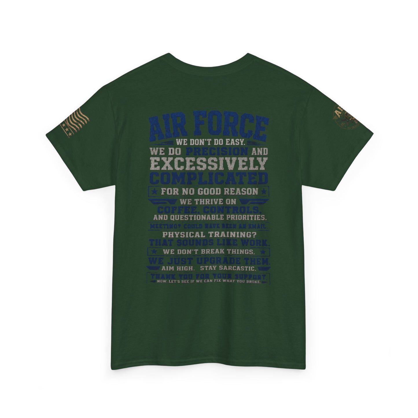 Air Force Crewneck T‑Shirt — "Air Force: Precision & Coffee" Military Graphic Tee