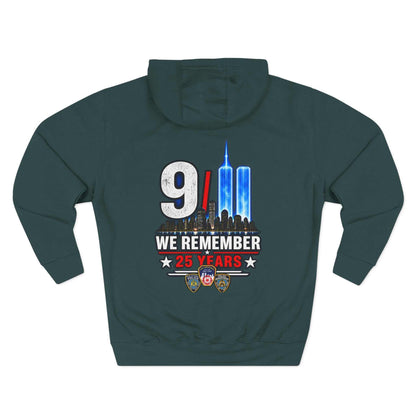 9/11 Remembrance Hoodie – We Remember 25 Years Tribute Fleece Hoodie