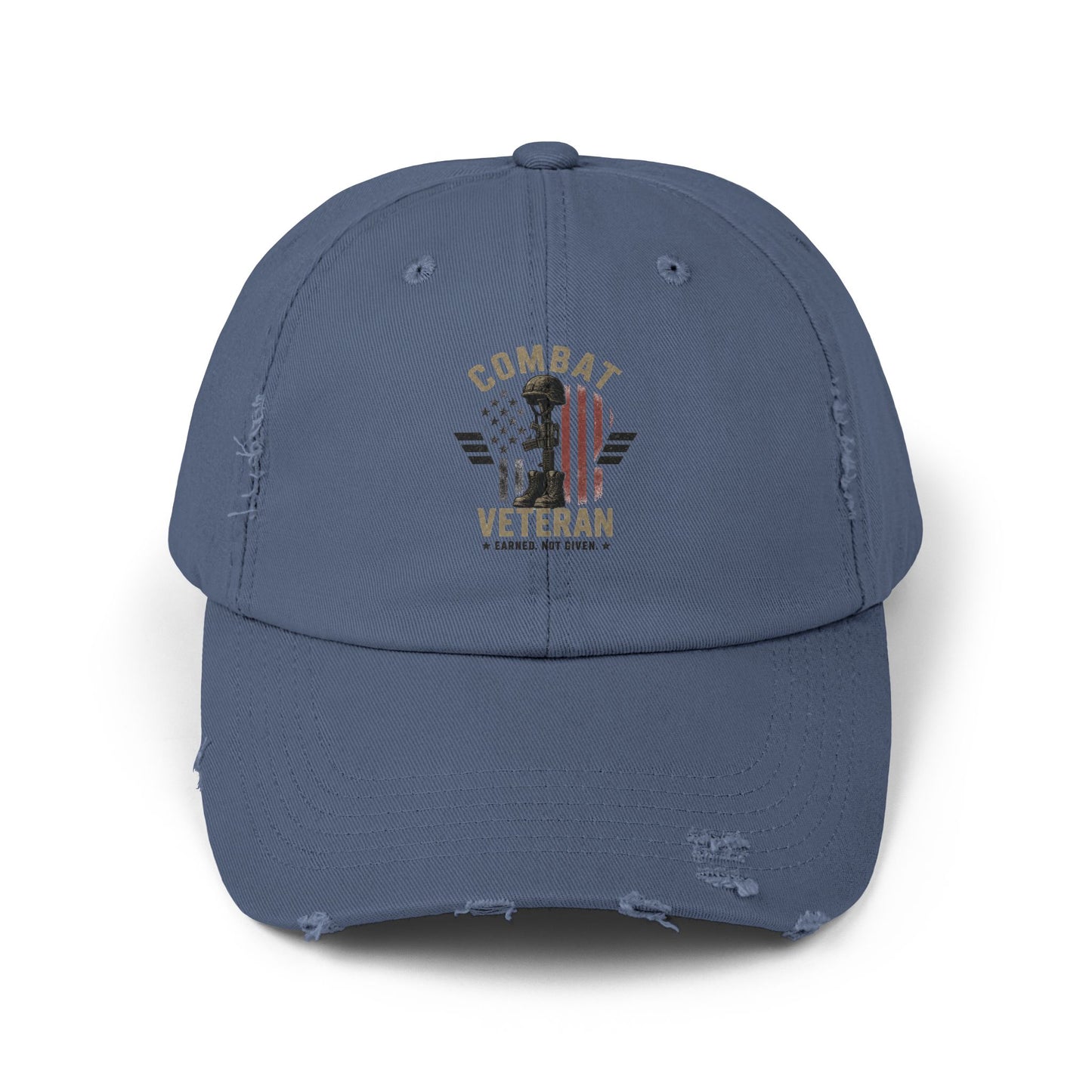 Combat Veteran Distressed Cap – American Flag Patriotic Hat