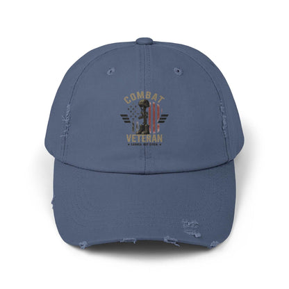 Combat Veteran Distressed Cap – American Flag Patriotic Hat