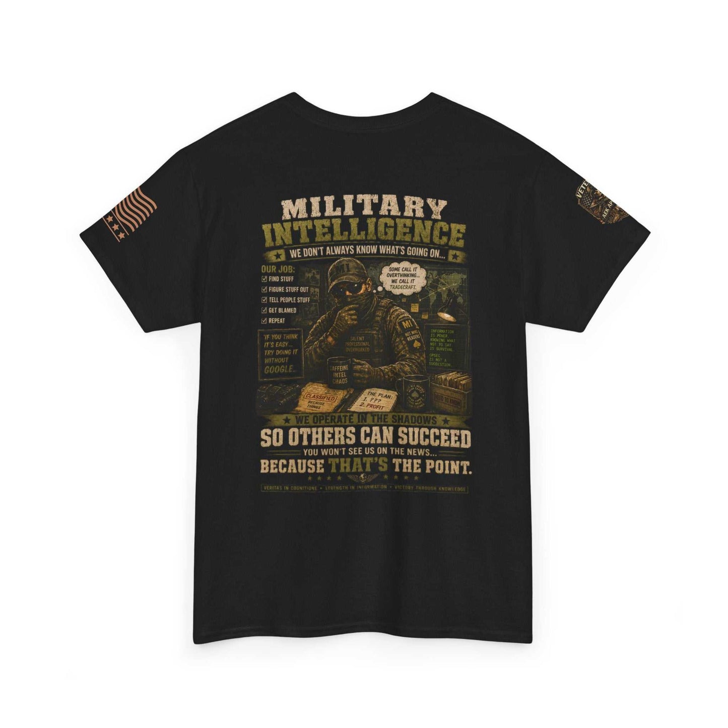 Military Intelligence Graphic Tee — Retro Soldier Design