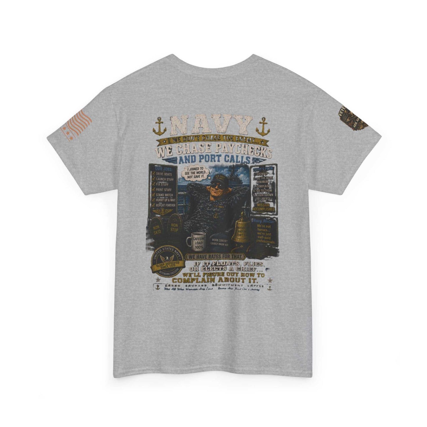 Navy Veteran Graphic Tee - 'Navy: Sea, Salt & Port Calls' Military Shirt