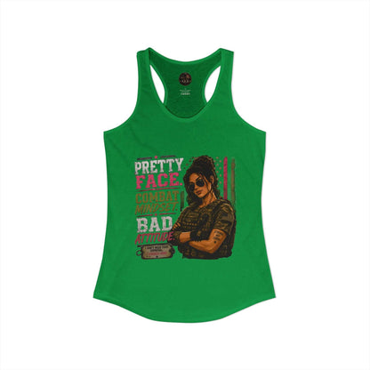 Women's Racerback Tank - "Pretty Face, Combat Mindset"
