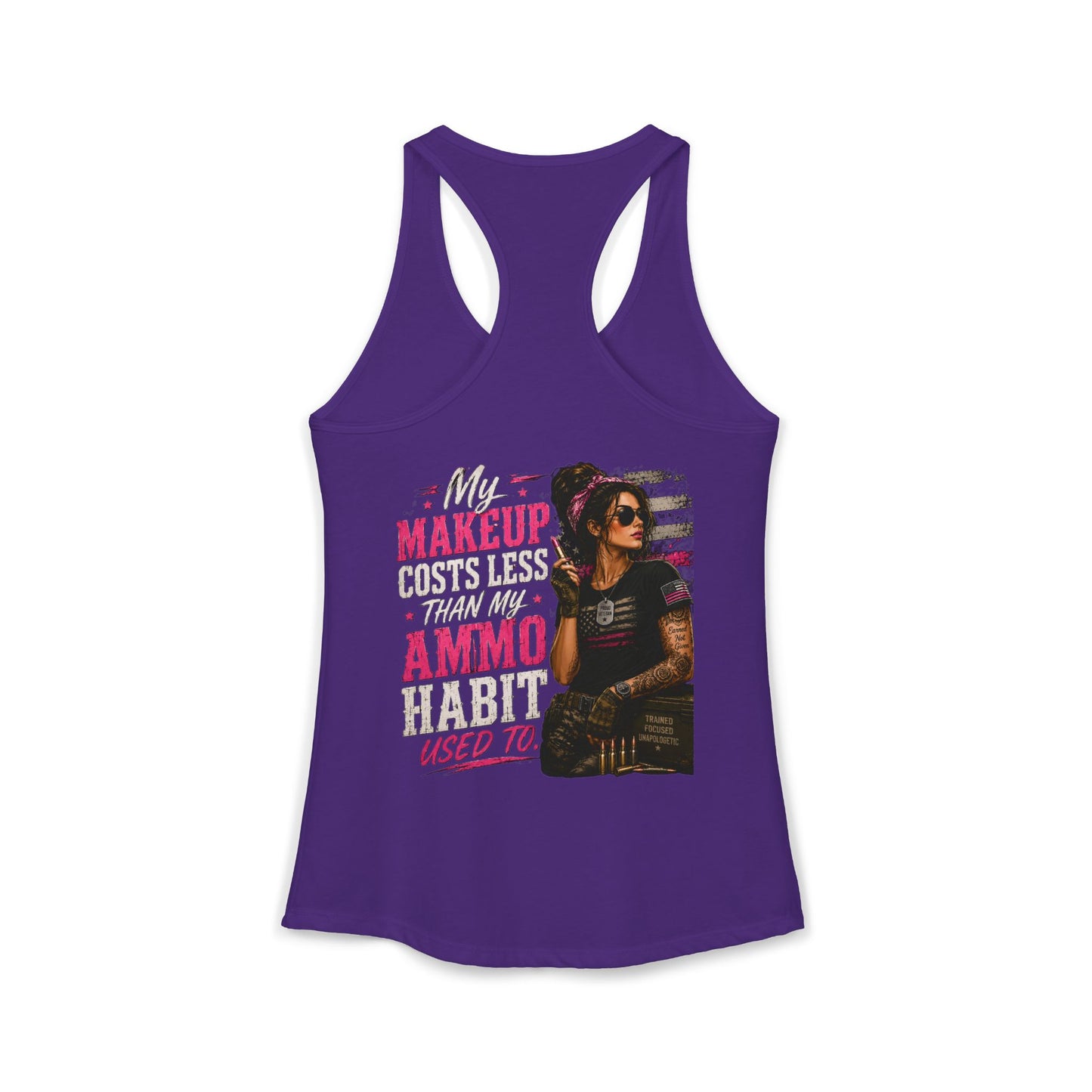 Women's Ideal Racerback Tank - 'My Makeup Cost Less than My Ammo'