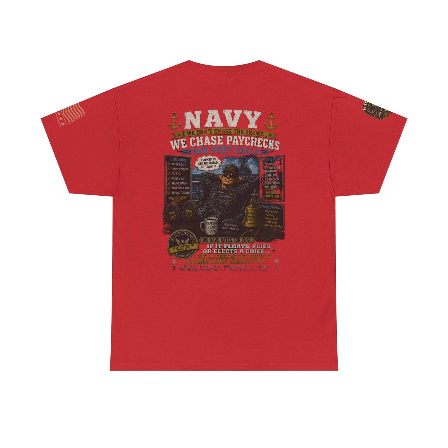 Navy Veteran Graphic Tee - 'Navy: Sea, Salt & Port Calls' Military Shirt