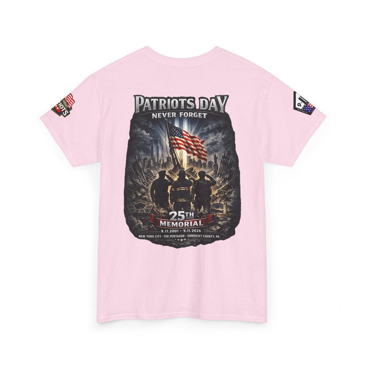 NYARNG Patriots Day Memorial Tee – "Never Forget" 25th Anniversary American Flag Shirt