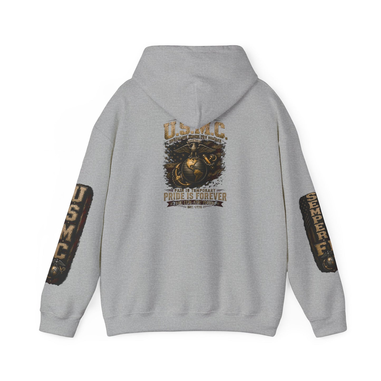USMC Hoodie - Pride Is Forever Marine Corps Sweatshirt (AEK Skull Design)
