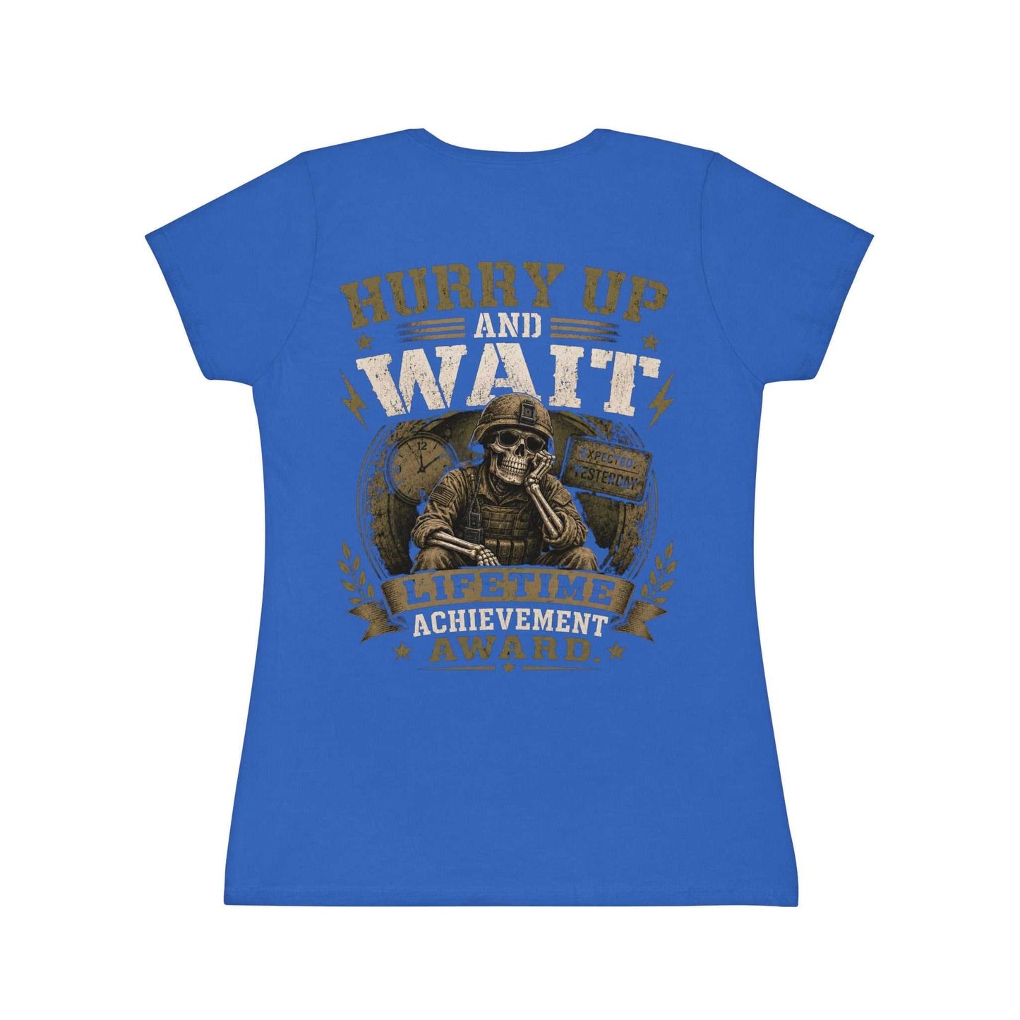 Hurry Up and Wait Skull T-Shirt — Military Veteran Humor Tee