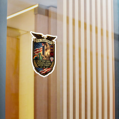 9/11 Never Forget Shield Kiss-Cut Vinyl Decal — New York Army National Guard Memorial Sticker