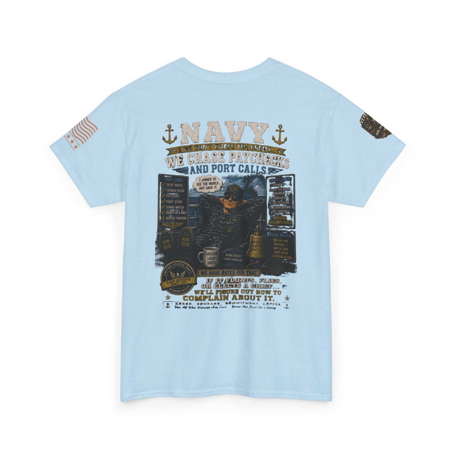 Navy Veteran Graphic Tee - 'Navy: Sea, Salt & Port Calls' Military Shirt