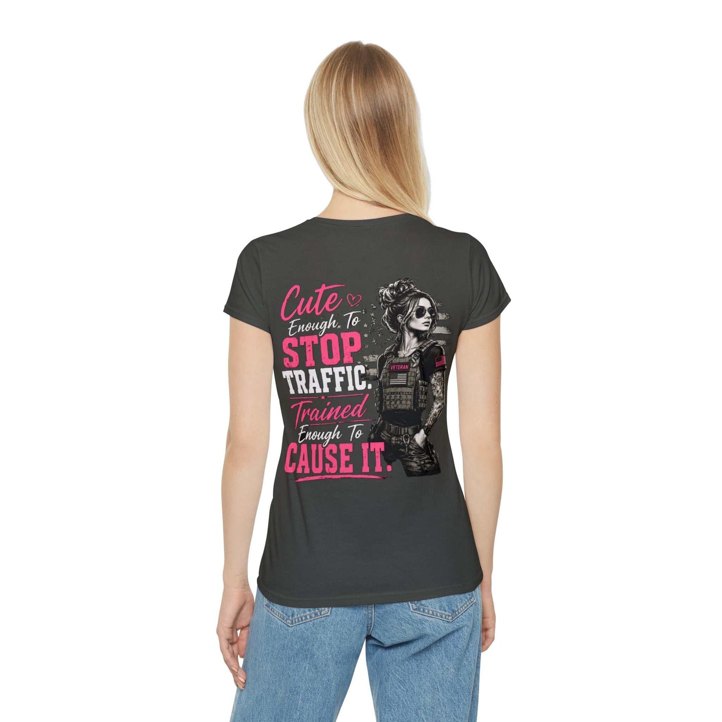 Cute Stop Traffic Trained Women's T-Shirt — Graphic Female Officer Tee