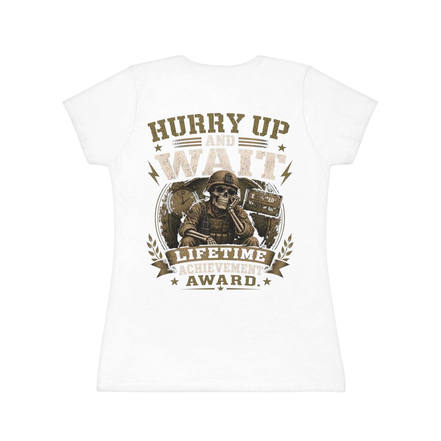 Hurry Up and Wait Skull T-Shirt — Military Veteran Humor Tee