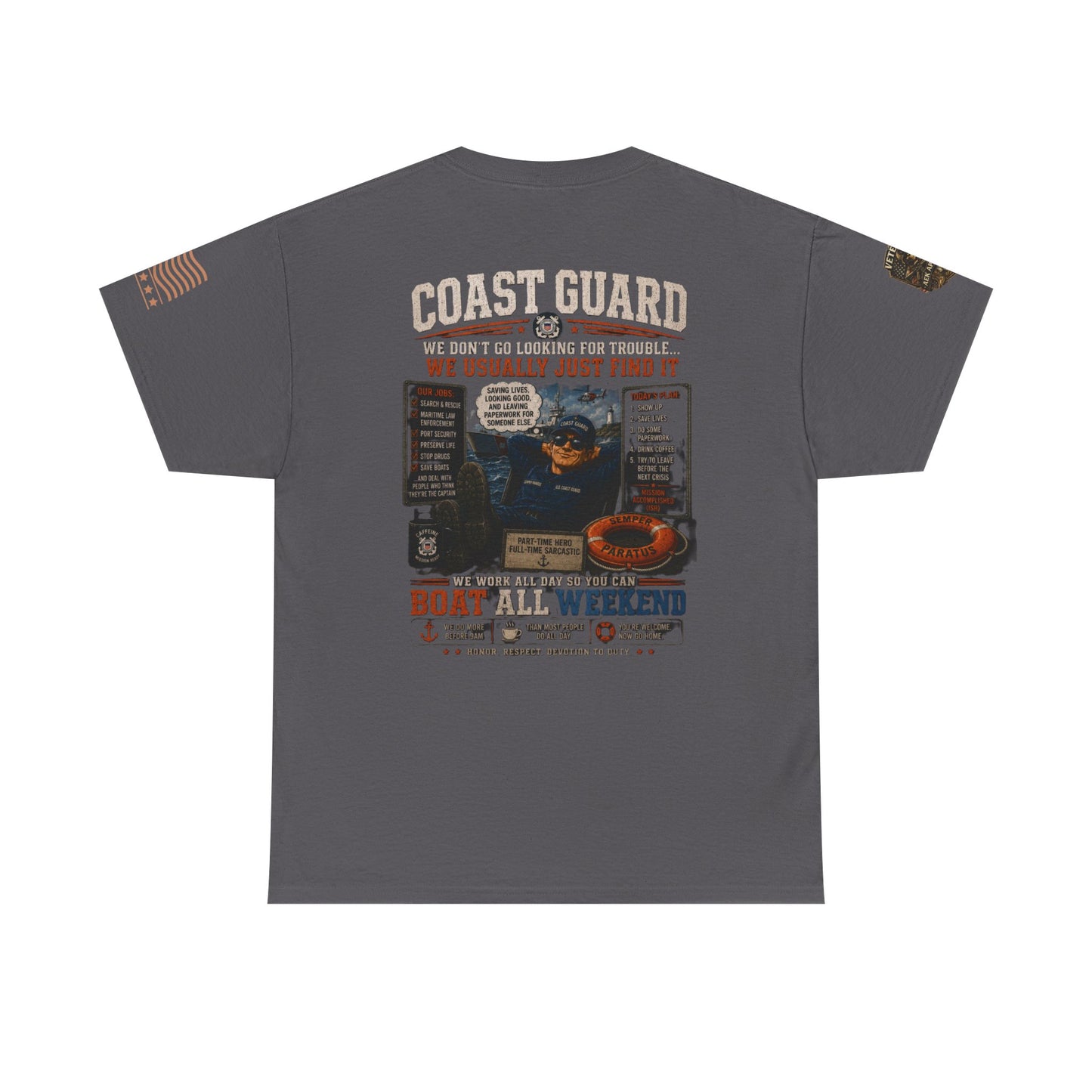 Coast Guard Boat All Weekend T-Shirt — Retro Nautical Rescue Tee