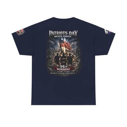 NYARNG Patriots Day Memorial Tee – "Never Forget" 25th Anniversary American Flag Shirt