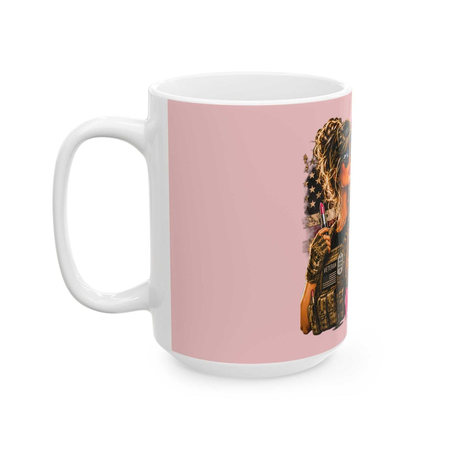Ceramic Mug — "Don't Mistake My Lip Gloss for Weakness" Military Chic Pink Coffee Mug