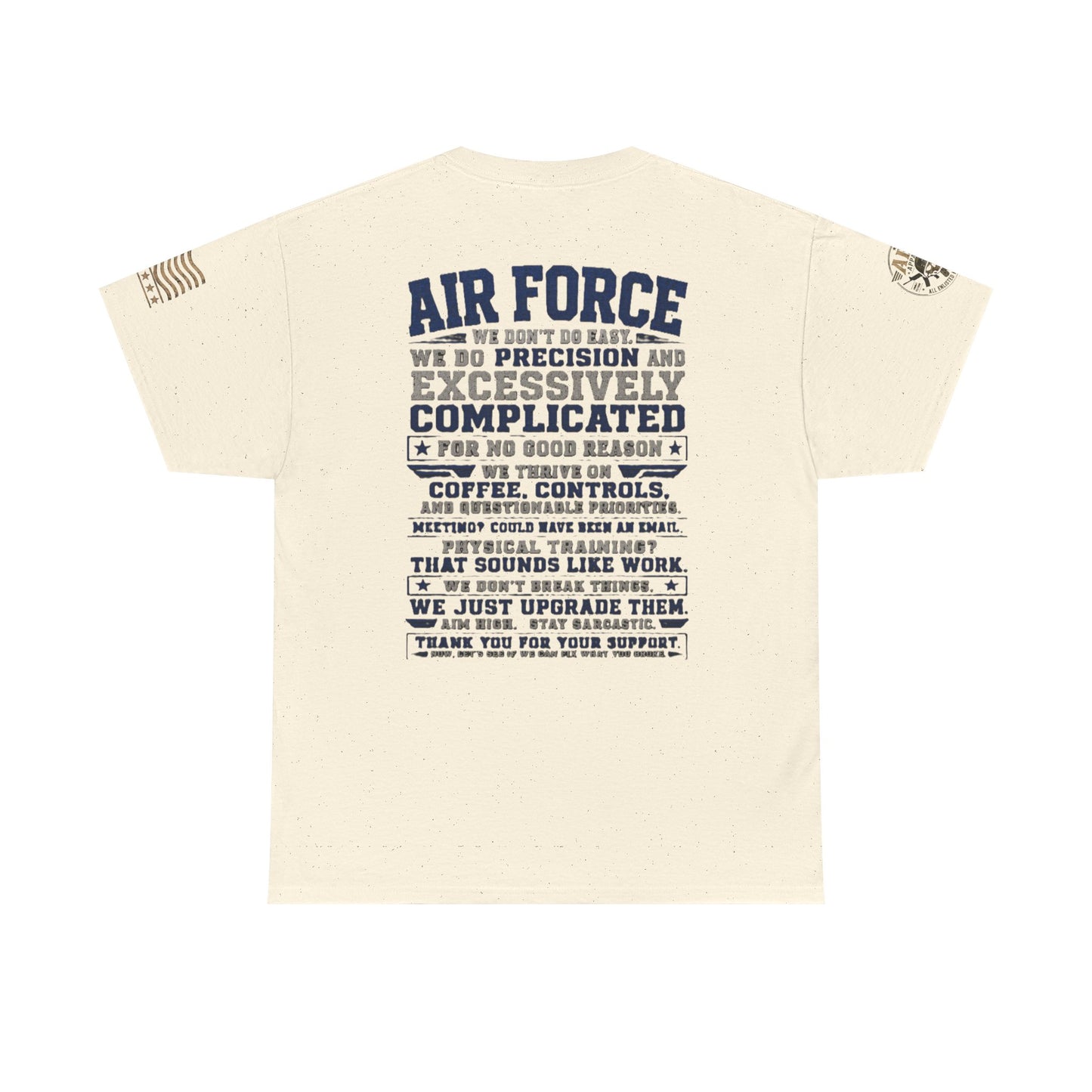 Air Force Crewneck T‑Shirt — "Air Force: Precision & Coffee" Military Graphic Tee