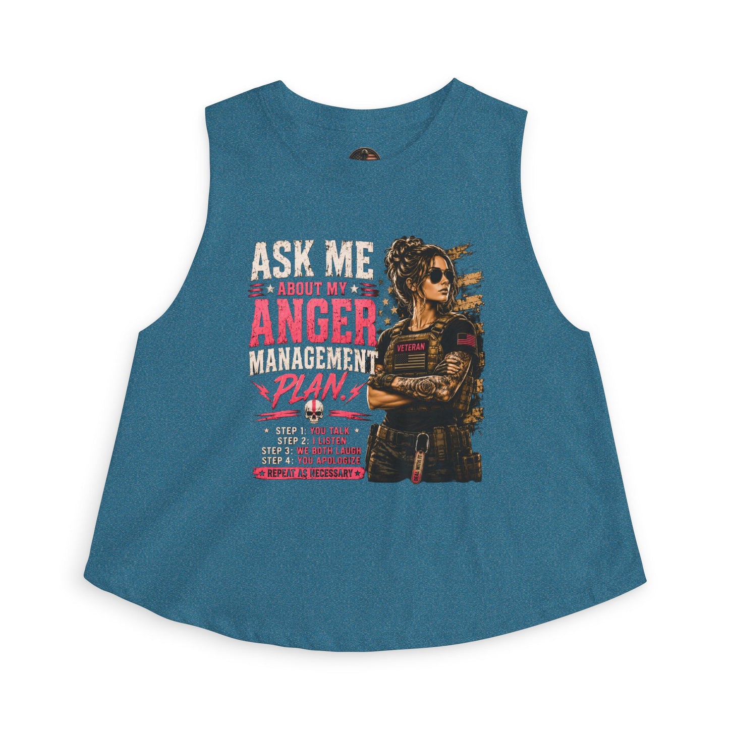 Women's Crop Top - "Ask Me About My Anger Management Plan" Graphic Tank for Strong, Sassy Women