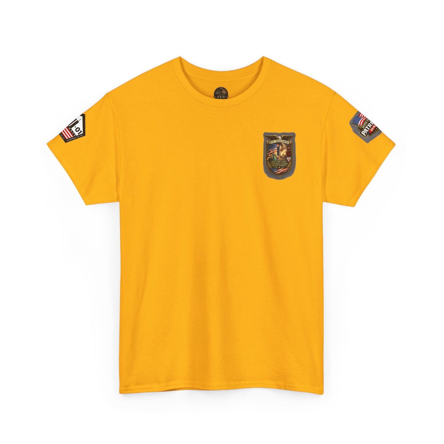 NYARNG Patriots Day Memorial Tee – "Never Forget" 25th Anniversary American Flag Shirt