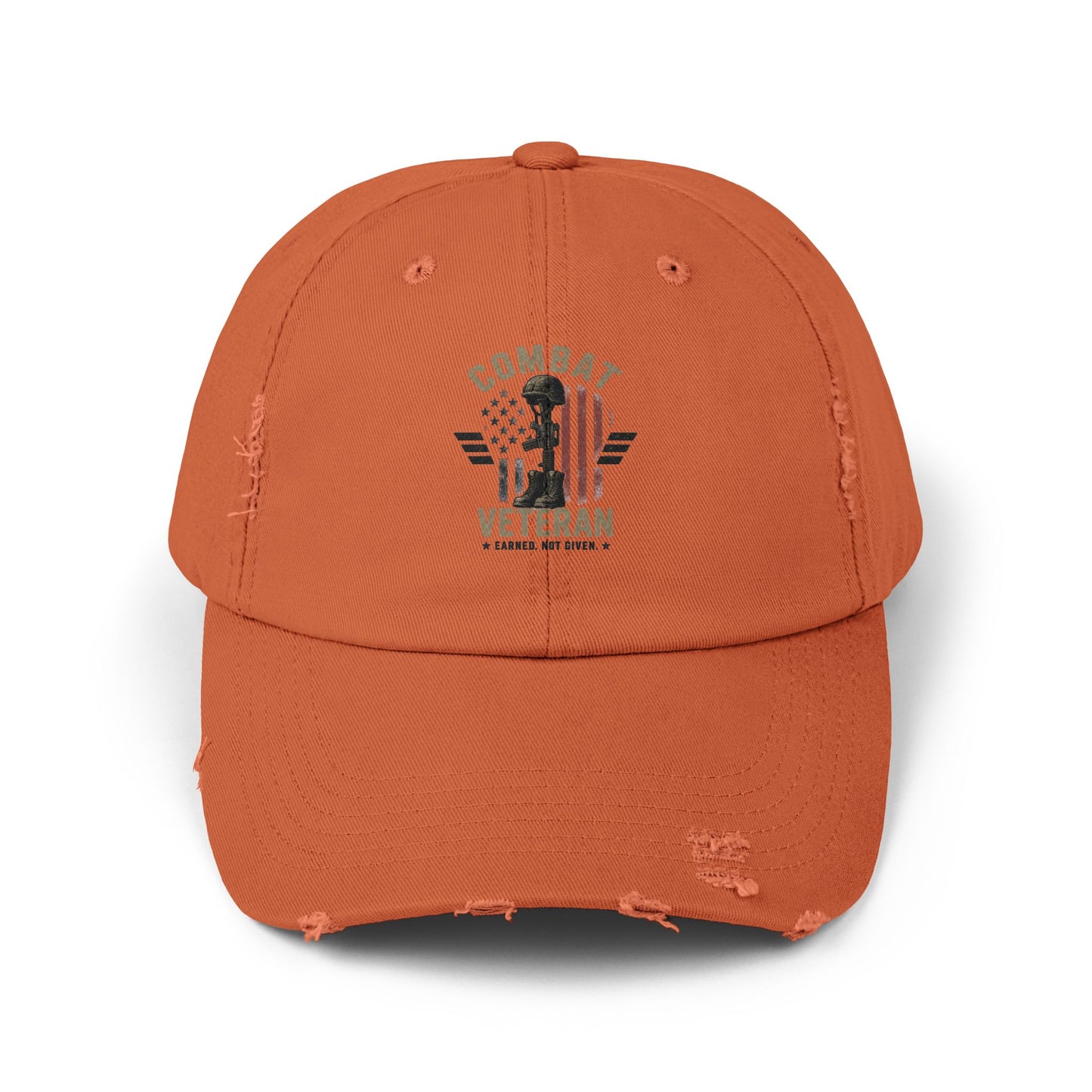 Combat Veteran Distressed Cap – American Flag Patriotic Hat