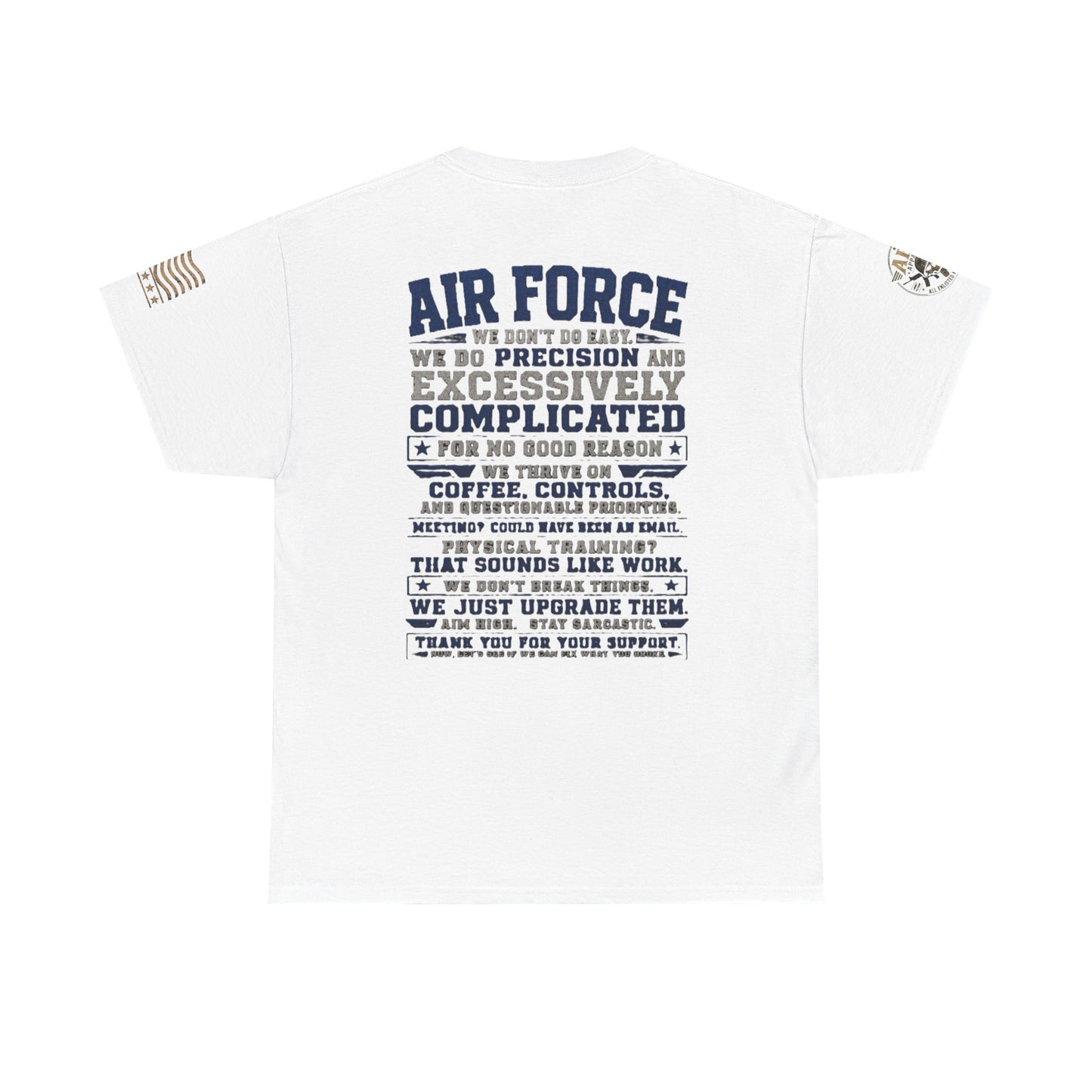 Air Force Crewneck T‑Shirt — "Air Force: Precision & Coffee" Military Graphic Tee