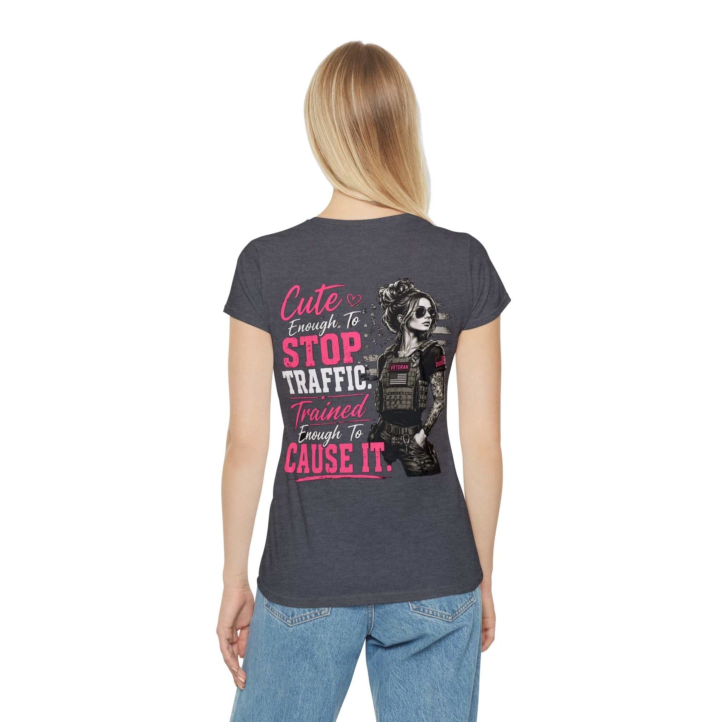 Cute Stop Traffic Trained Women's T-Shirt — Graphic Female Officer Tee