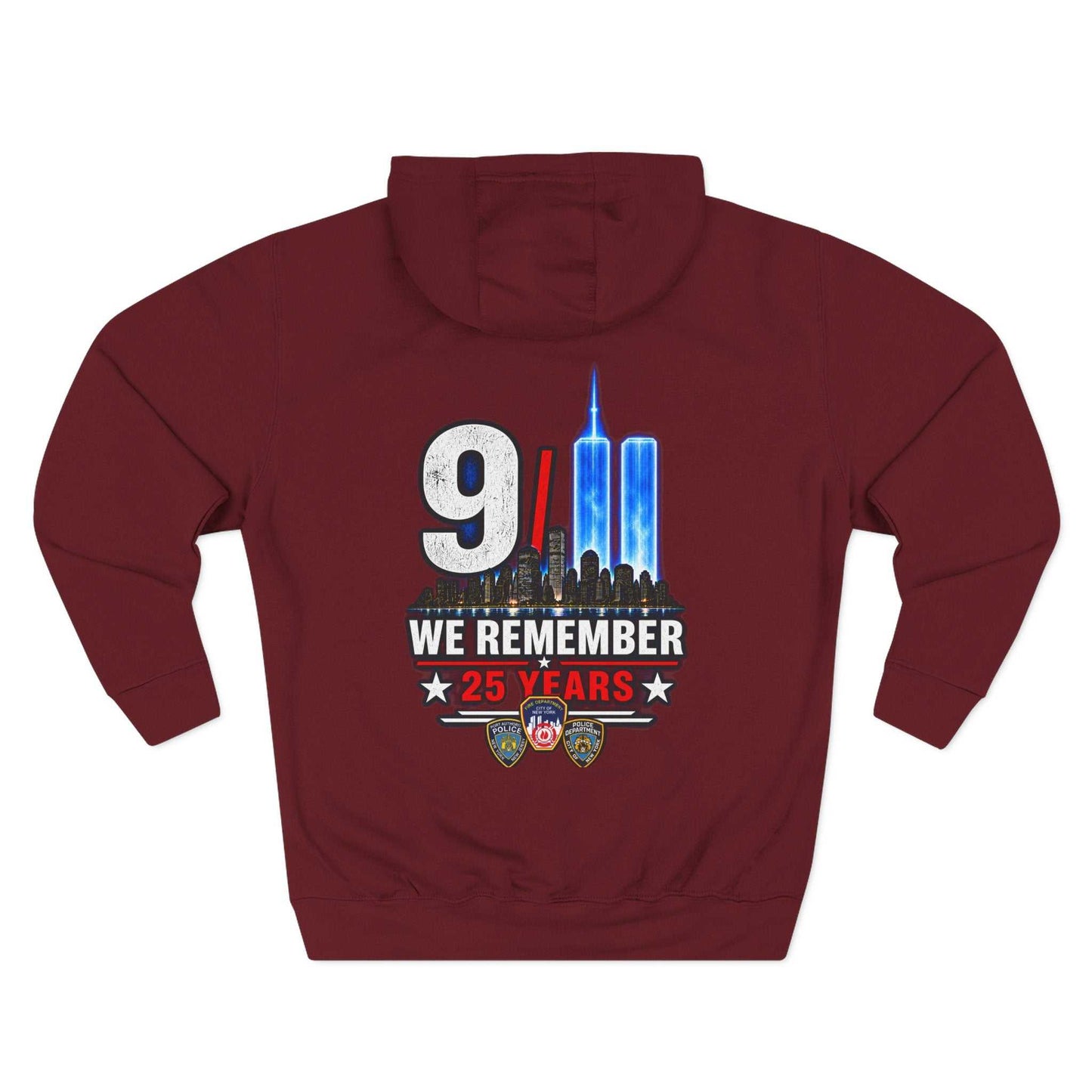 9/11 Remembrance Hoodie – We Remember 25 Years Tribute Fleece Hoodie